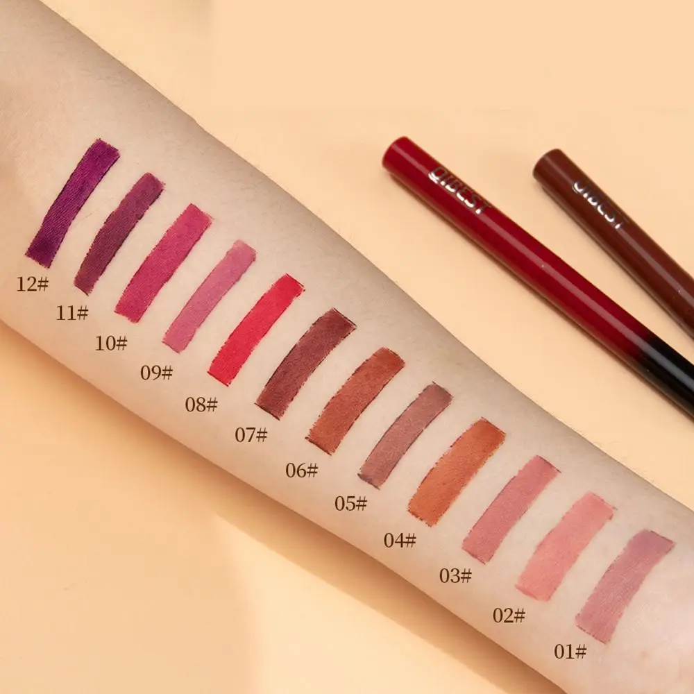 Lápiz labial mate de larga duración, delineador de labios resistente al agua, antiadherente, 12 colores, herramienta cosmética para mujer