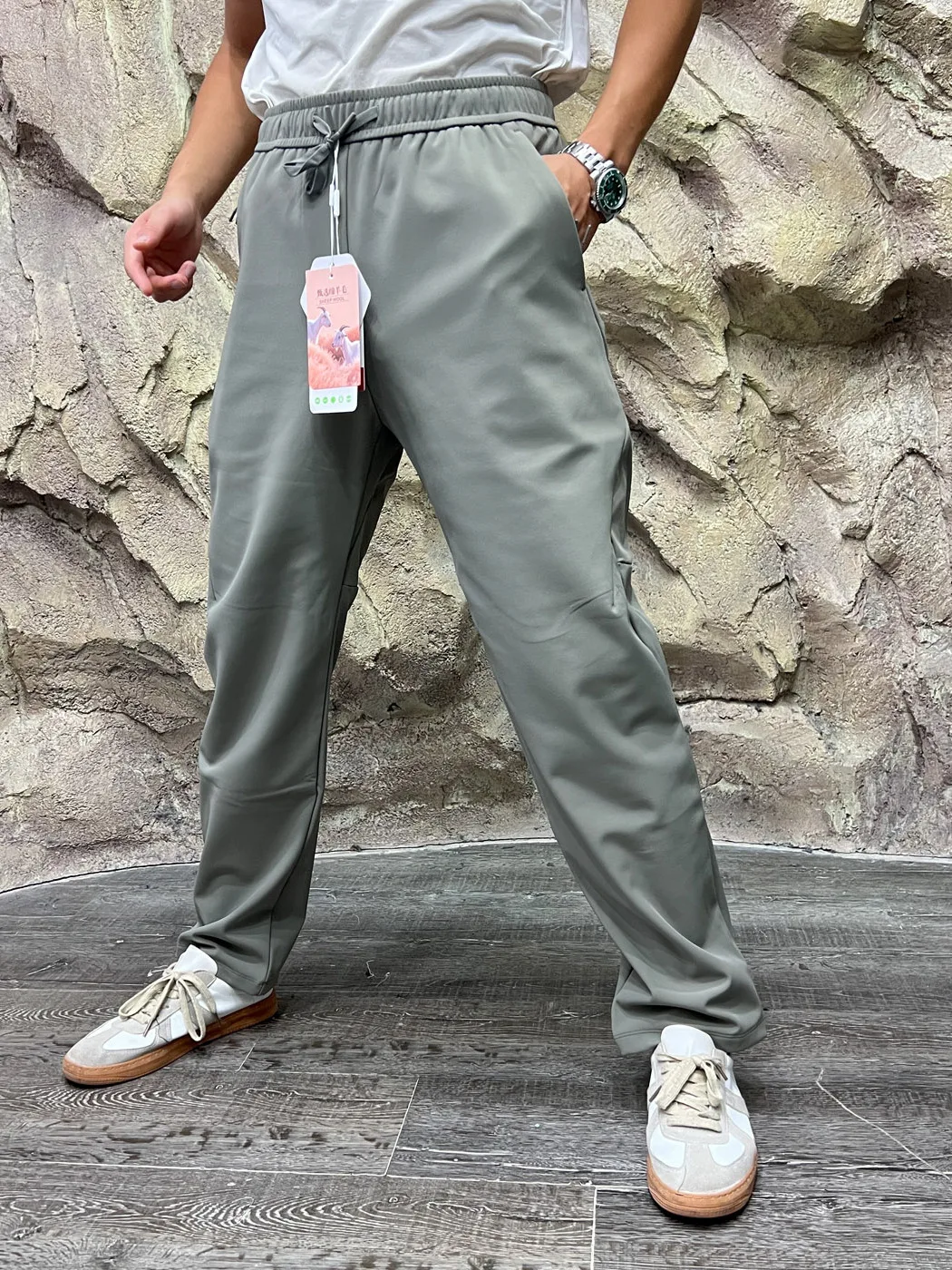 Black Tech Outdoor Men's Casual Pants Straight Leg Elastic Comfortable Autumn Fashionable Youth Nylon Spandex Blend