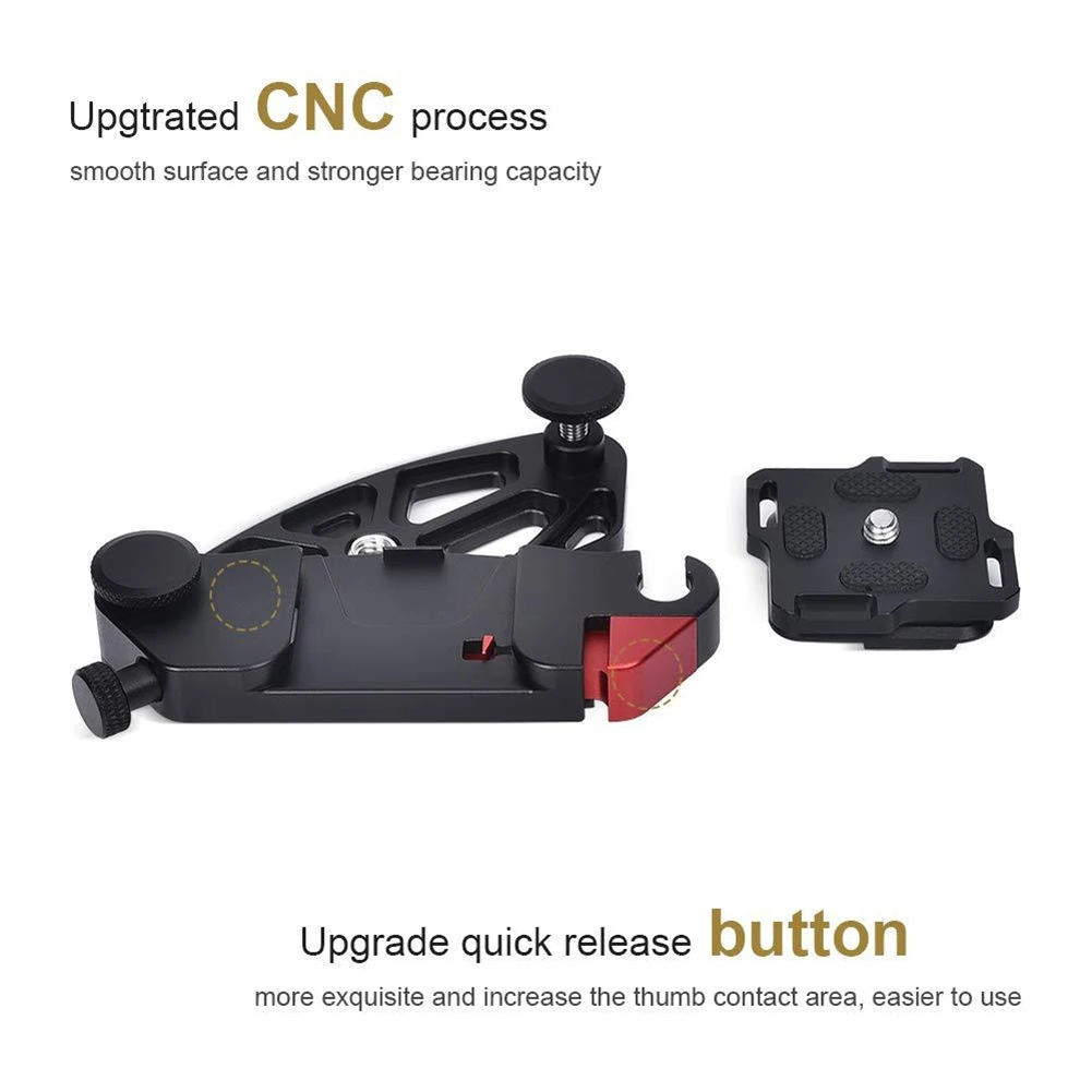 B68A CNC Processed Quick Strap Waist Belt Buckle, Camera Waist Belt Clip, Backpack Mount Aluminum Holder
