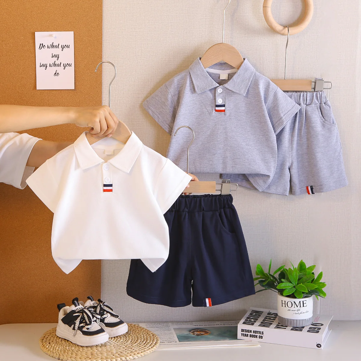 Conjunto de Ropa de Verano para Niños, Camiseta Polo y Pantalones Cortos de Algodón, 2 Piezas, Ropa para Bebés de 1 a 5 Años