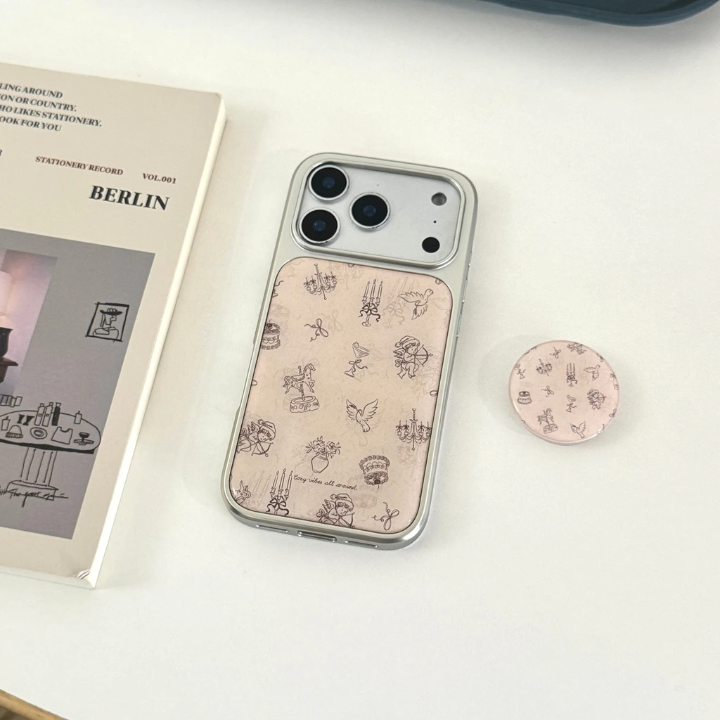 الرجعية المحكمة نمط الشمعدان تاج هزاز الحصان كيوبيد الملاك مع حامل غطاء الهاتف القضية آيفون 17 16 15 14 برو ماكس #4