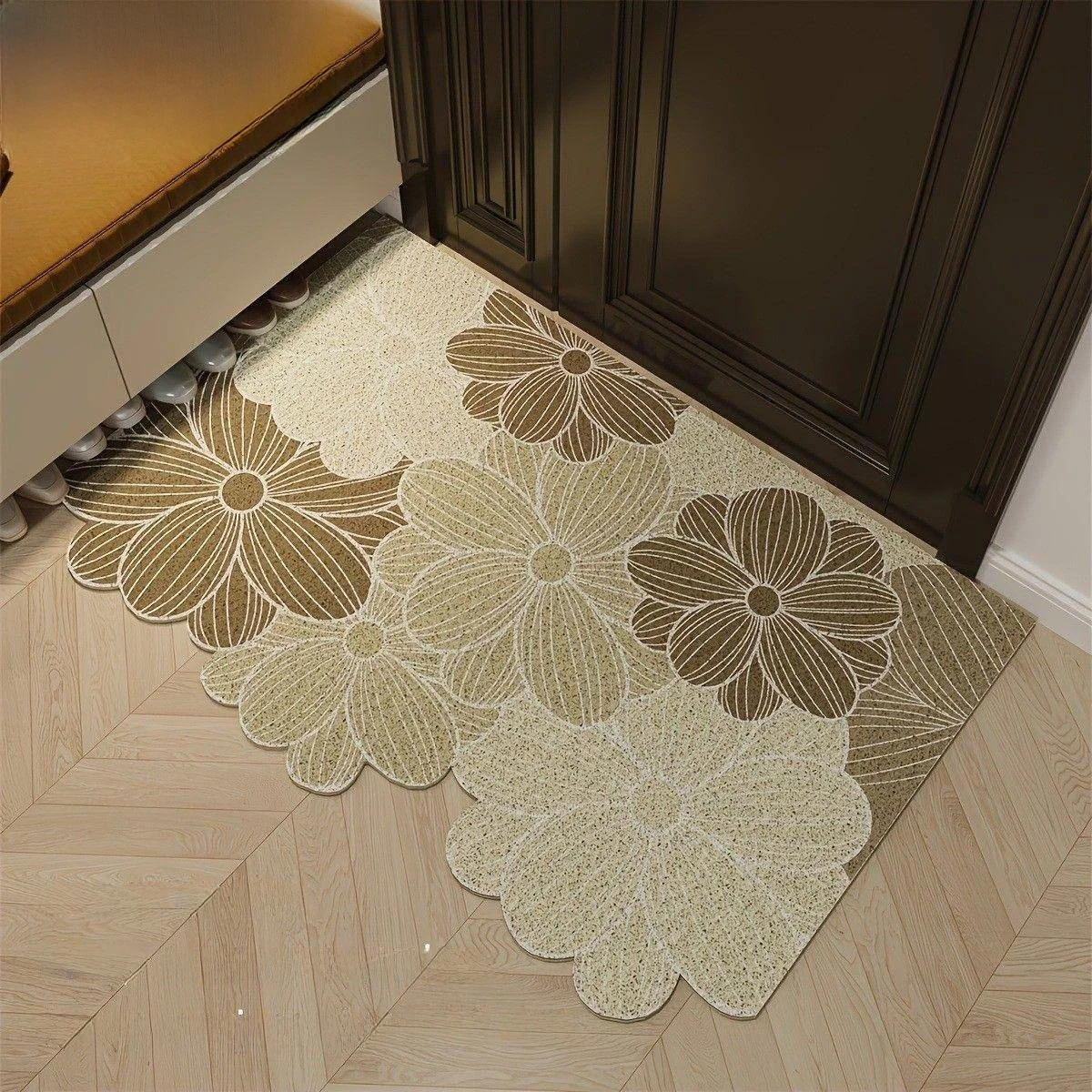 

Настраиваемый шелковый круглый придверный коврик, противоскользящий, грязеотталкивающий, для улицы, для входа в дом, легко чистится, из ПВХ-материала