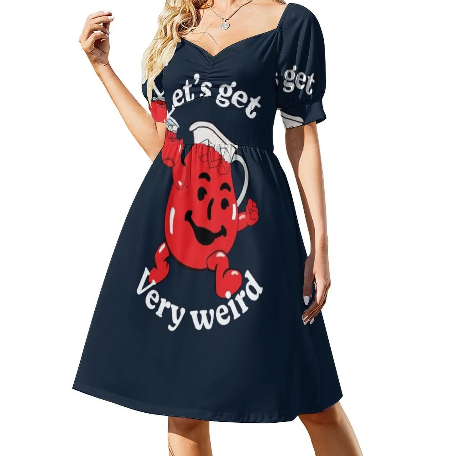 دعونا نحصل على فستان حفلات أنيق للنساء غريب جدًا على شكل حرف A مع خيارات قصيرة/طويلة/بدون أكمام من Kool Aid Kool Aid Man Lets Get #2