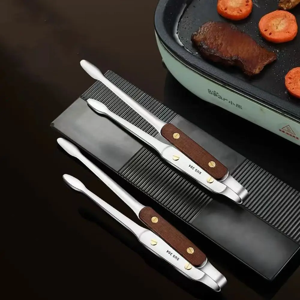 

Heat Resistant 304 Stainless Steel BBQ Tongs Anti-slip Anti-scalding Steak Clip Locking Mechanism Barbecue Tool Kitchen Use
