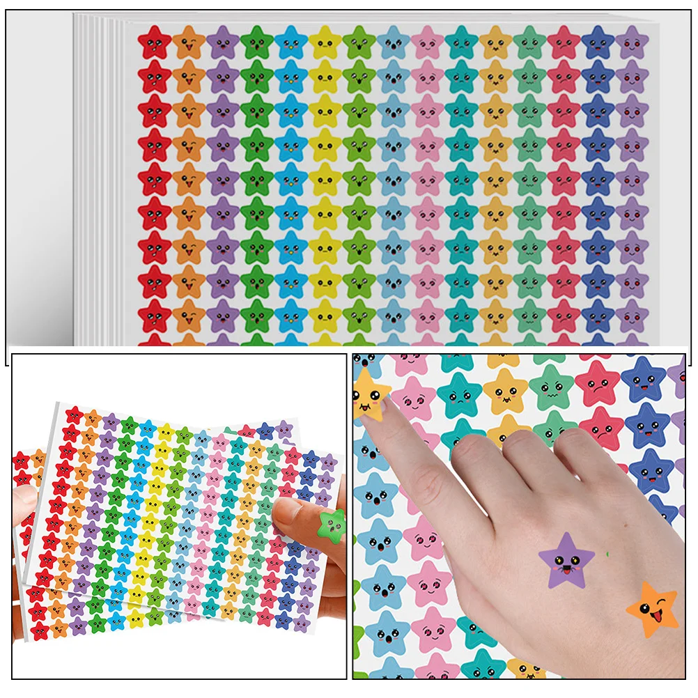 

30 Sheets Star Shaped Reward Stickers Five- Adhesive Stickers for Kindergarten Classroom Motivation Student Rewards