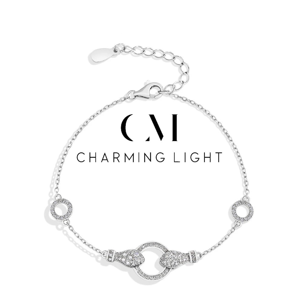 

CHARMING Original Double Snake Head Moissanite Bracelets Handmade Lab Diamond 925 Sterling Silver for Women Daily Fine Jewelry