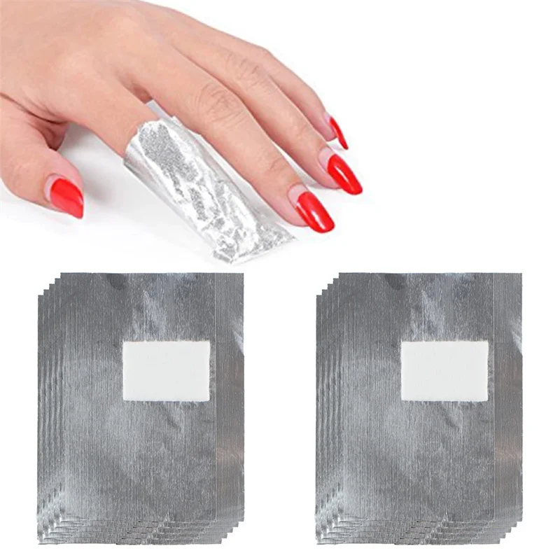 Folha de alumínio Gel Nail Remover Wipes, Unha polonês Removedor Set, Nail Toalha, Nailwraps, Manicure Tools, 50 Pcs, 100Pcs