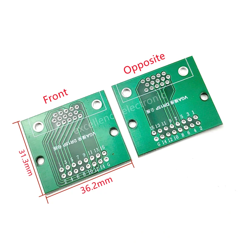 1PCS Vertical DR15 with Fixed Screw to Dip 2.54mm Interface Test Board D-sub VGA Male / Female Socket PCB Conversion Board