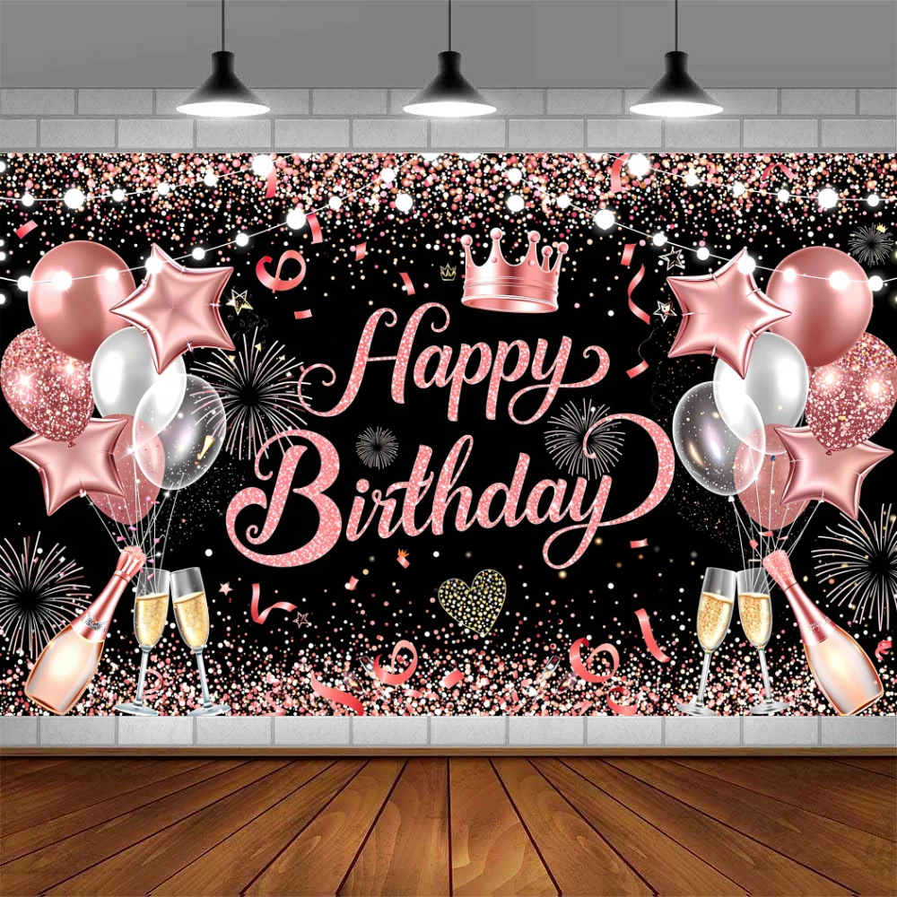 Glitter HappyBirthday Sign Party Photography Balloon Birthday Background Background Birthday Banner for Party Decor