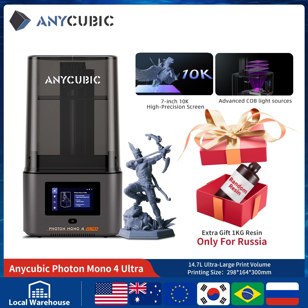 ANYCUBIC Photon Mono 4 Ultra 7 Inch 10K LCD 3D Printers High Speed UV Resin 3D Printer Printing Size  236mm*231mm*430mm 2.2L