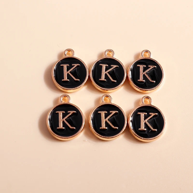 20 Stück 12x15mm Niedliche Schwarze Emaille A-Z 26 Alphabet-Buchstaben Anhänger für Schmuckherstellung Ohrringe Halsketten DIY Bastelzubehör – Detail 13
