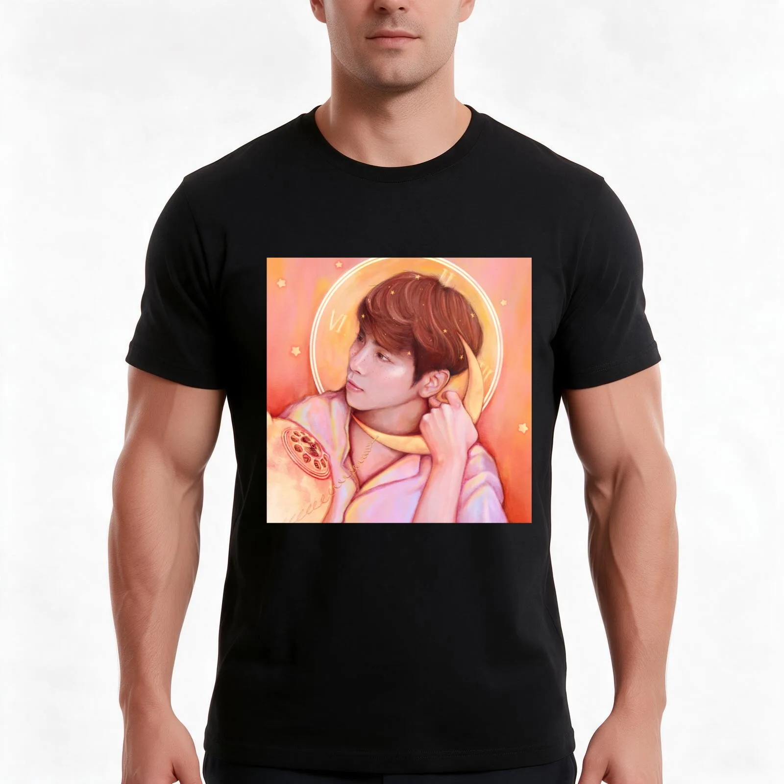 SHINee Jonghyun T-Shirt, Summer Casual Cotton Tee, Oversized Streetwear Tops, Vintage Graphic Print, Loose Fit Short Sleeve