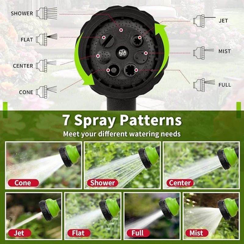 7 Adjustable Garden Hose Nozzle Slip Resistant Ergonomic Water Sprayer for Plant Watering Car Washing and Garden Cleanup