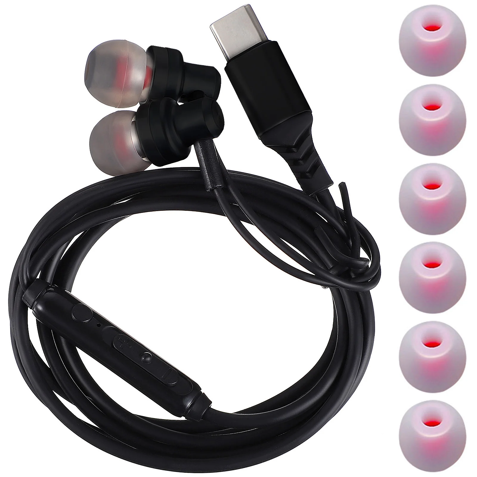 

1 set 1 Set Type-C Earbuds Noise Canceling In-Ear Headphones Volume Control Built-In Microphone Lightweight Sport Earphones For