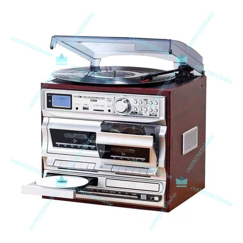 

Vintage Bluetooth Record Player Turntable With CD Radio Retro Phonograph Electromagnetic Sound System