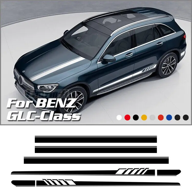Adesivo de decalques de vinil com listras laterais para capô de carro para Mercedes Benz GLC X253 X254 C253 C254