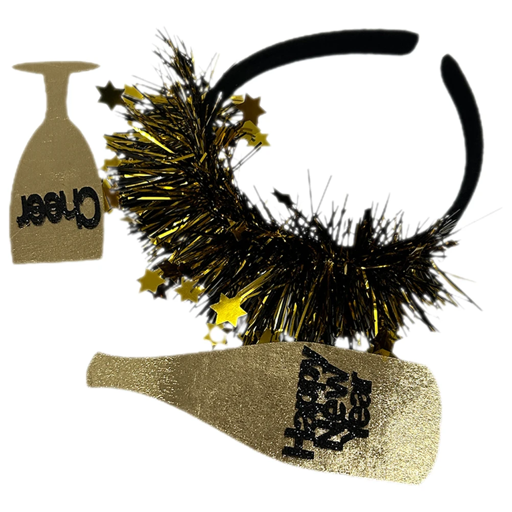 

Golden Glitter Headb s Women New Year Party 2024 Holiday Hairb Bulk Chinese Celebration Lightweight Storage Gifts