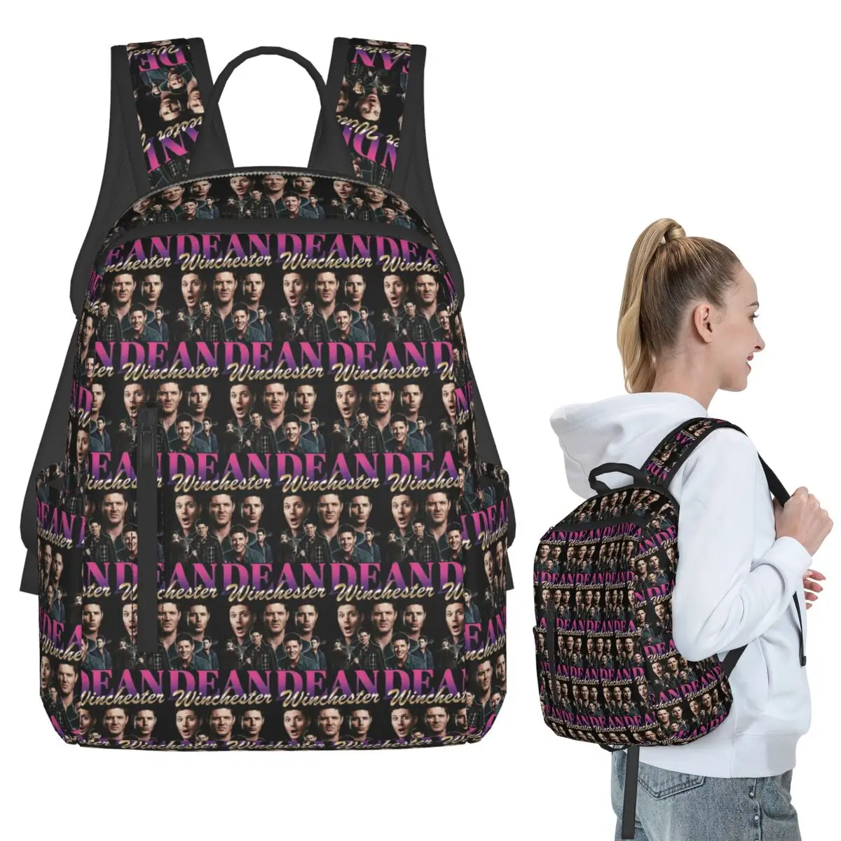 

Bootleg Dean Winchester Backpack Student BookBag Kids School Bag Laptop Shoulder Bags Boys Girls