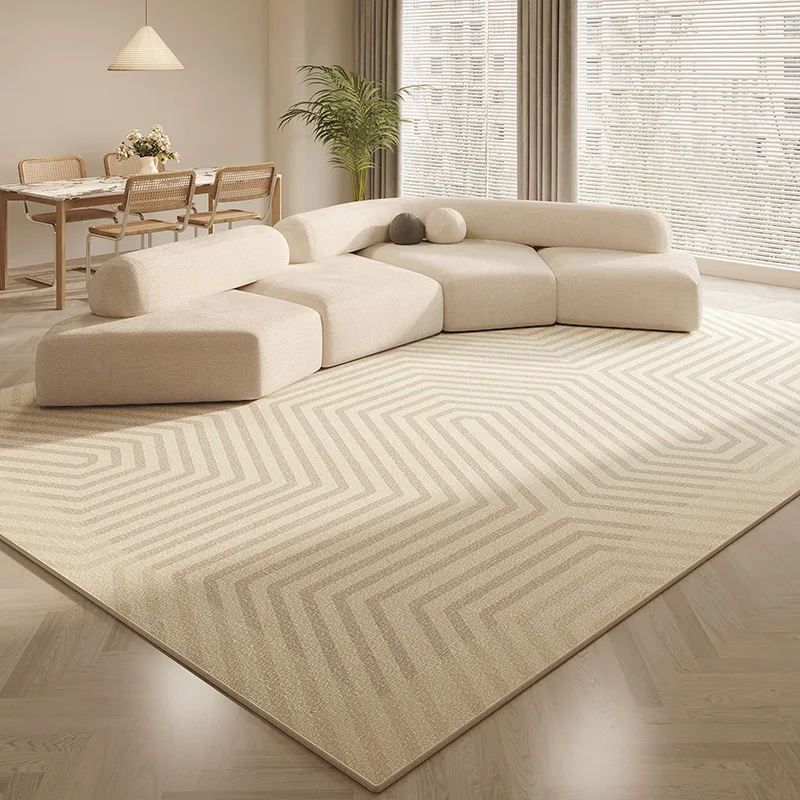 VIKAMA Beige Chevron Zigzag Modern Rug Soft Flannel Non Slip Washable Area Carpet for Living Room Bedroom Dining Room Decor