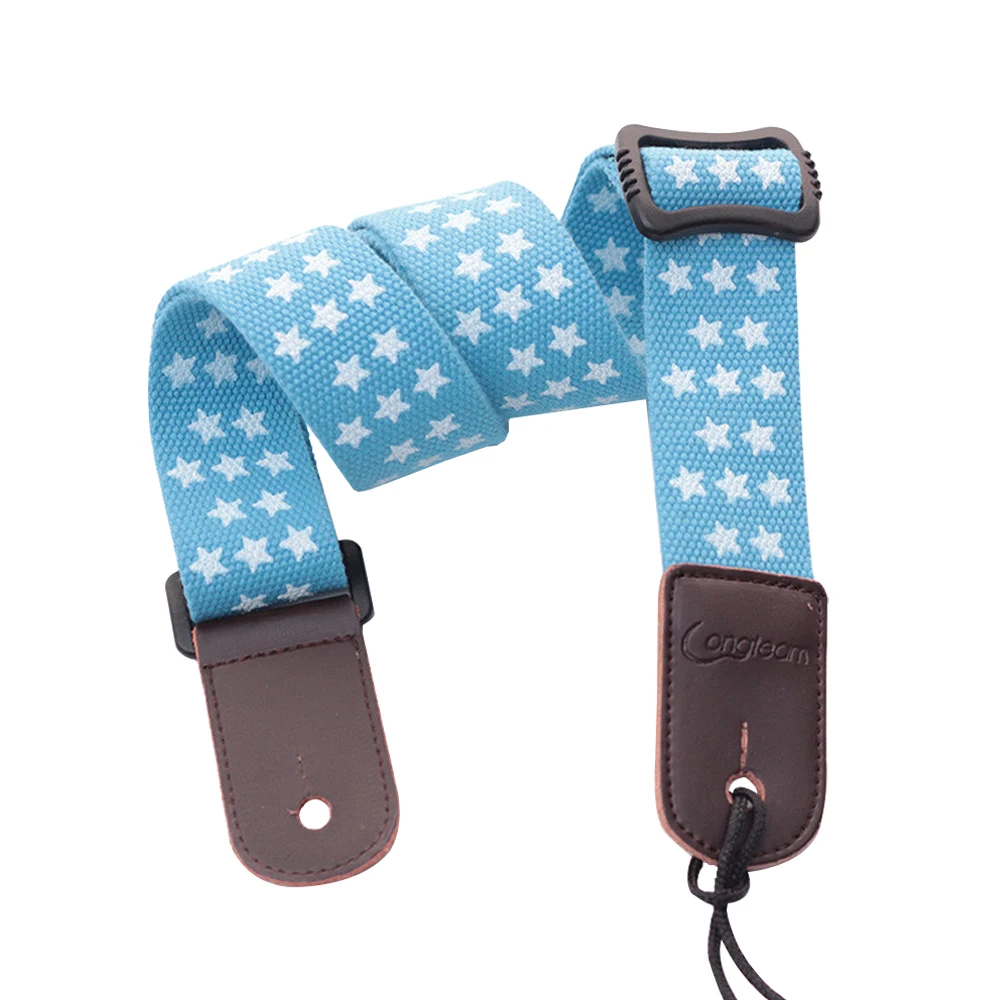 Ukulele Soft Leather Head and Tail Stud Strap Ukulele Cotton Cross Strap Small Fresh Star Design Adjustable Strap