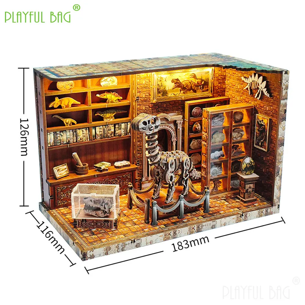 DIY Holz Miniatur Haus Modell Kit DAMPF Dinosaurier Forschung Institut Micro Szene Kreative Geschenk 3D Puzzle Kinder Spielzeug HG94