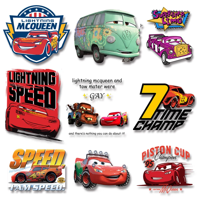 Movie Cars Mcqueen Heat transfer stickers for t shirt Thermal transfer printing  Iron-on Transfers