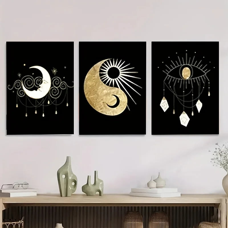 2D Flat, 2D Flat, 3pcs, for Home Decor Painting, Wall Decoration, Frameless Canvas Art, 2D Printed Canvas, 3pcs Set of Decora