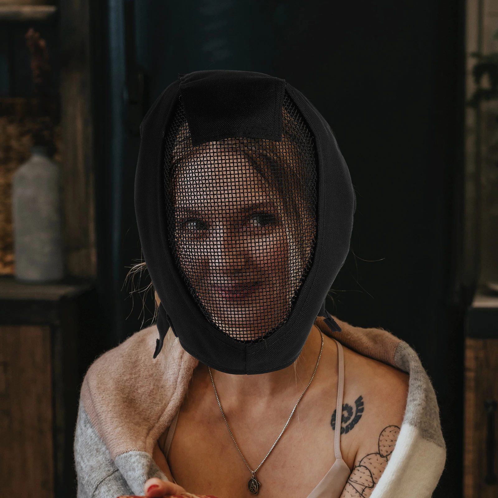 

1pc Metal Mesh Protective Cover Oxford Cloth Camouflage Masks Portable Outdoor Mask Breathable Full Face Shooting