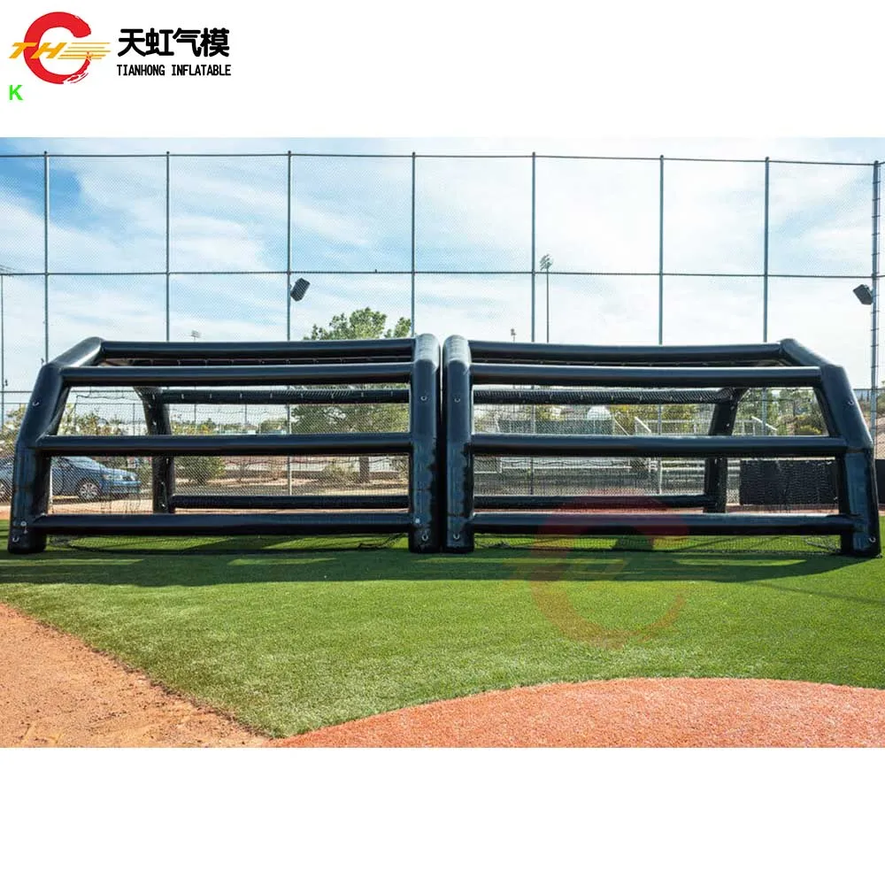 Gabbie da battuta gonfiabili nere con ventilatore Campo sportivo da baseball portatile Gabbia da baseball gigante all'aperto Rete aderente all'aria opzionale