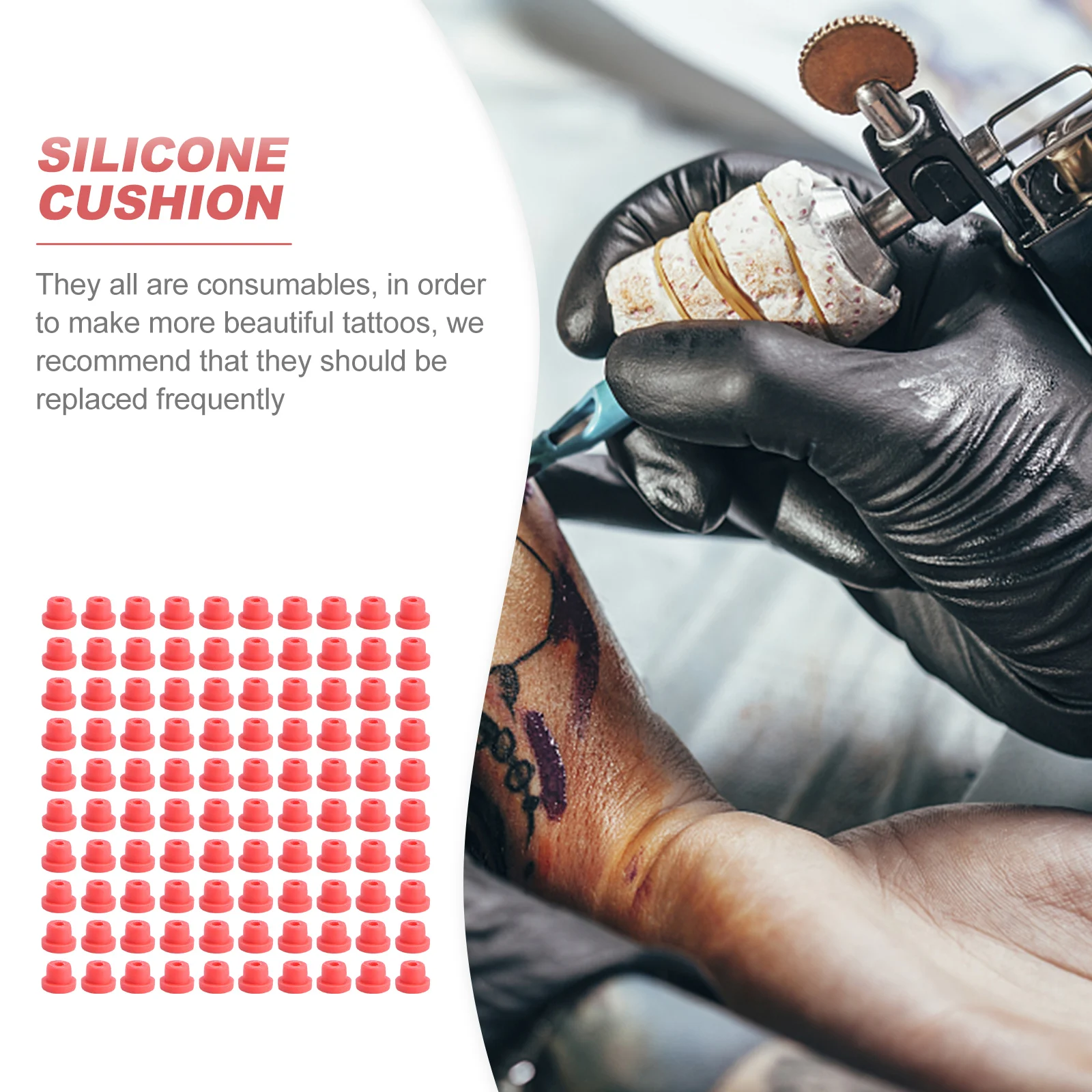 

100pcs Pads Silicone Grommets For Coil Machine Vibration Reduction Stable Performance Red Needle Cushion