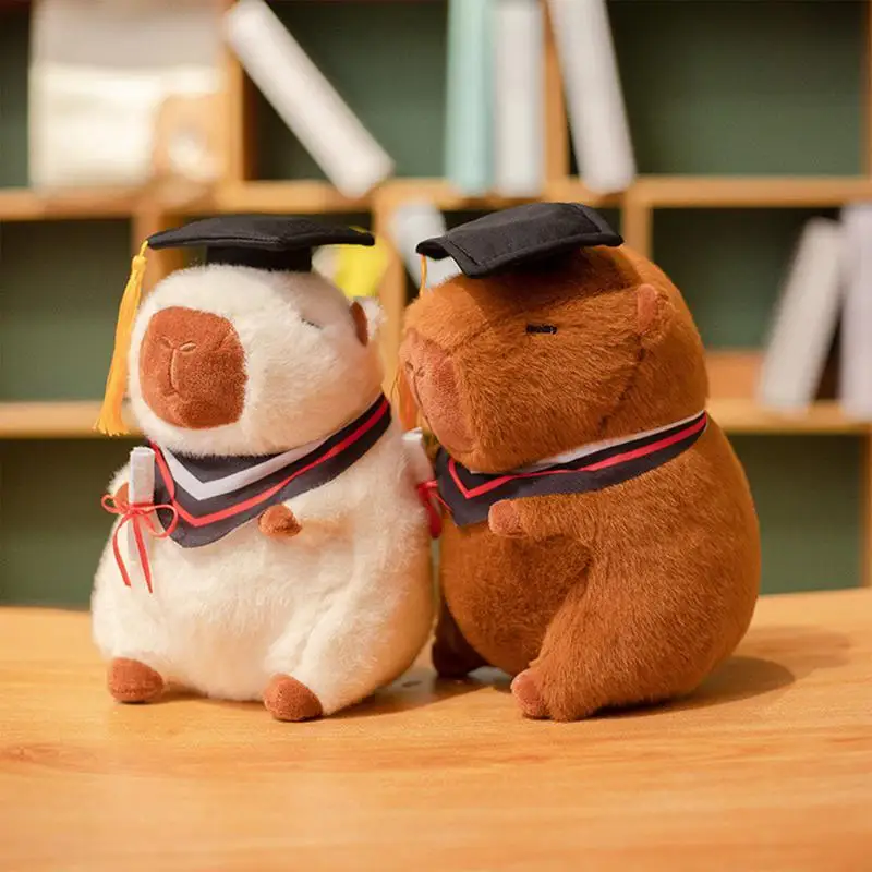 Capybara Stuffed Animal 9-Inch Adorable Graduate Capybara Plushies Cute Pillow With Graduation Hat Degree Uniform Home Decor For