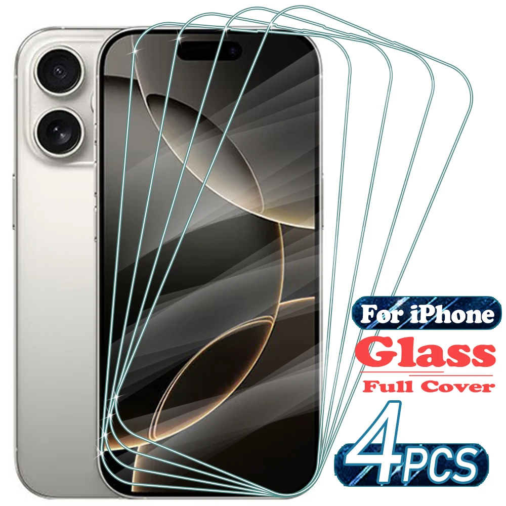 1/4Pcs HD Screen Protector Tempered Glass for IPhone 16 Pro Max 16Pro Protective Glass for iPhone 16 Plus Protective Glass Film