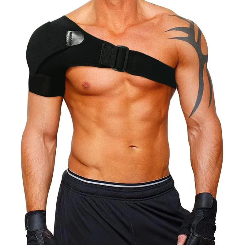 

Sports Shoulder Guard Ventilation Pressure Adjustable Resistant Anticreatine Breathable Belt Band Pads Black Bandage Men/women