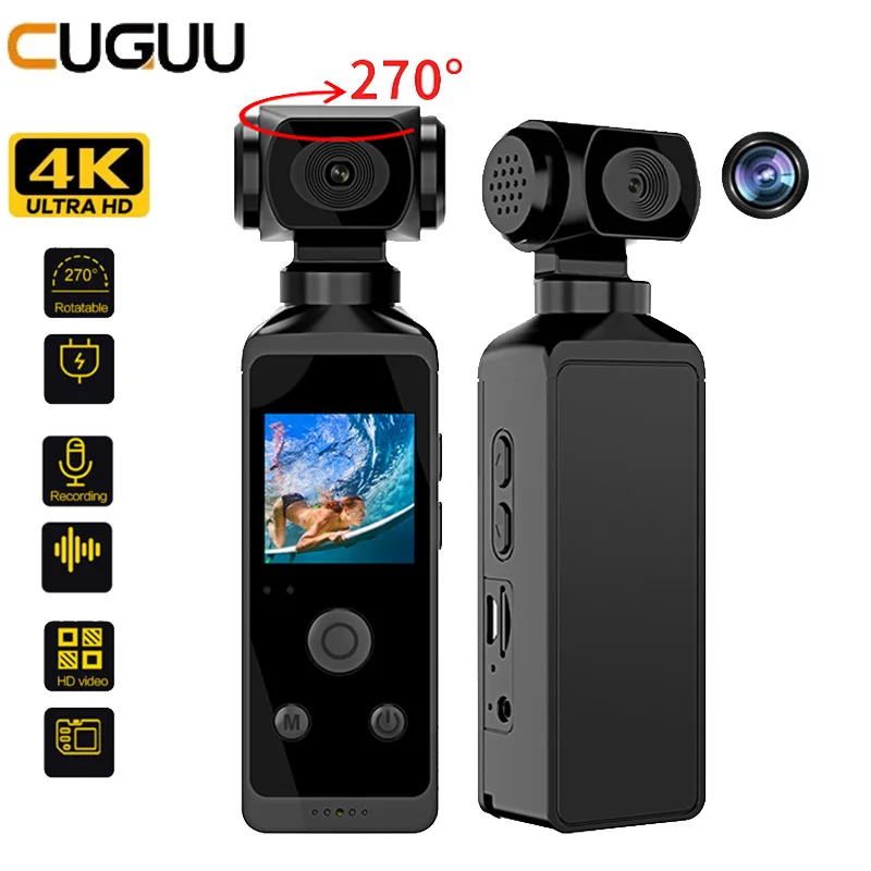 

Wifi Mini Action Camera 4K HD 1080P Waterproof Pocket Camcorder HD 1.3'' LCD Screen 270 Degrees Rotatable Motion Mini Cam