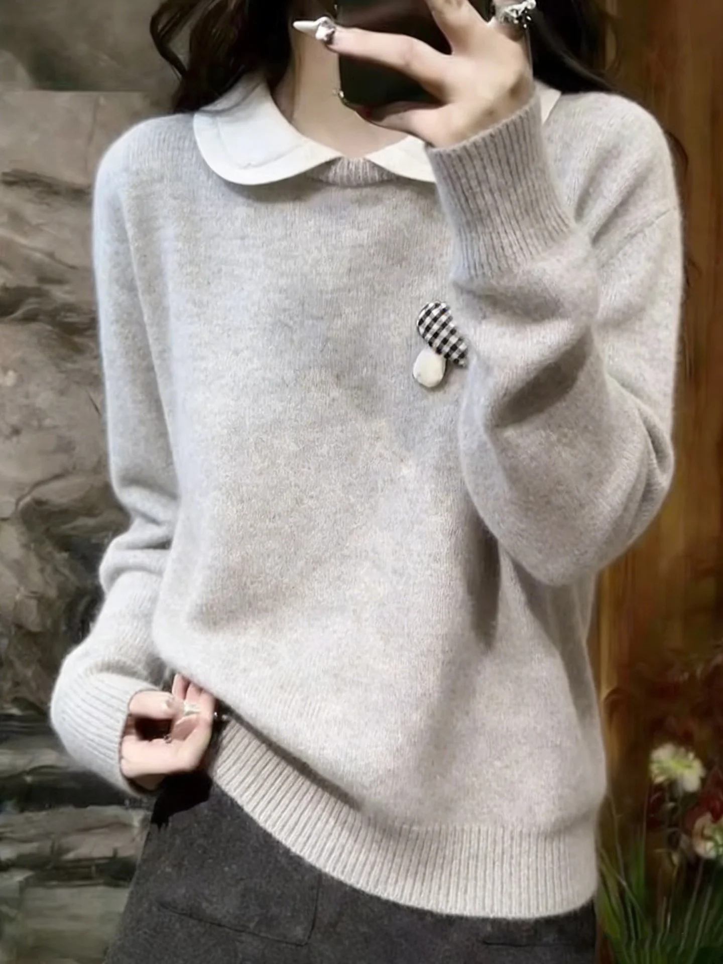 

Ele Casual Sle Loose Fit Women's Knitwear Spring Simple Versatile Overhead Sweater Korean Sle Commute Long Sve