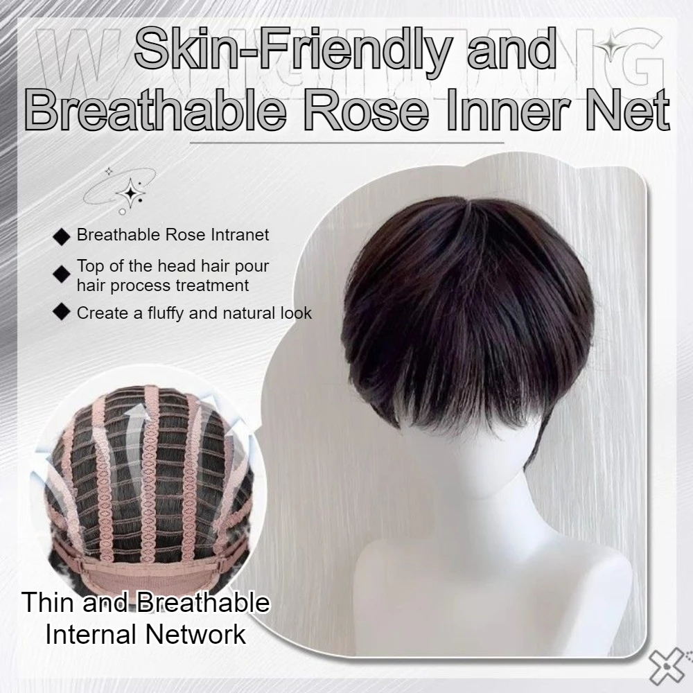 Fluffy Men's Short Wig Korean Fashion Natural Look Heat Resistant Synthetic Hair Wigs for Cosplay Halloween Christmas Daily Wear