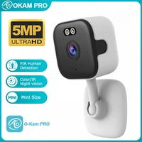Cámara de Seguridad Doméstica OKAM PRO APP HD 5MP Mini WiFi con Detección Humana, Zoom 5X, Monitor para Bebés, Grabación de Video 24/7, CCTV
