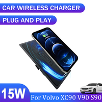 15W Car QI wireless charging phone charger fast charger charging pad plate For Volvo XC90 2015-2021 V90 2017-2020 S90 2017-2021