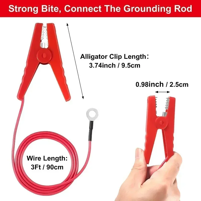 Red & Black Copper Current Test Wire,Solar Fence Grid Wire Connector Clip,Portable Inverter Cable for Anti-Animal Electric Fence