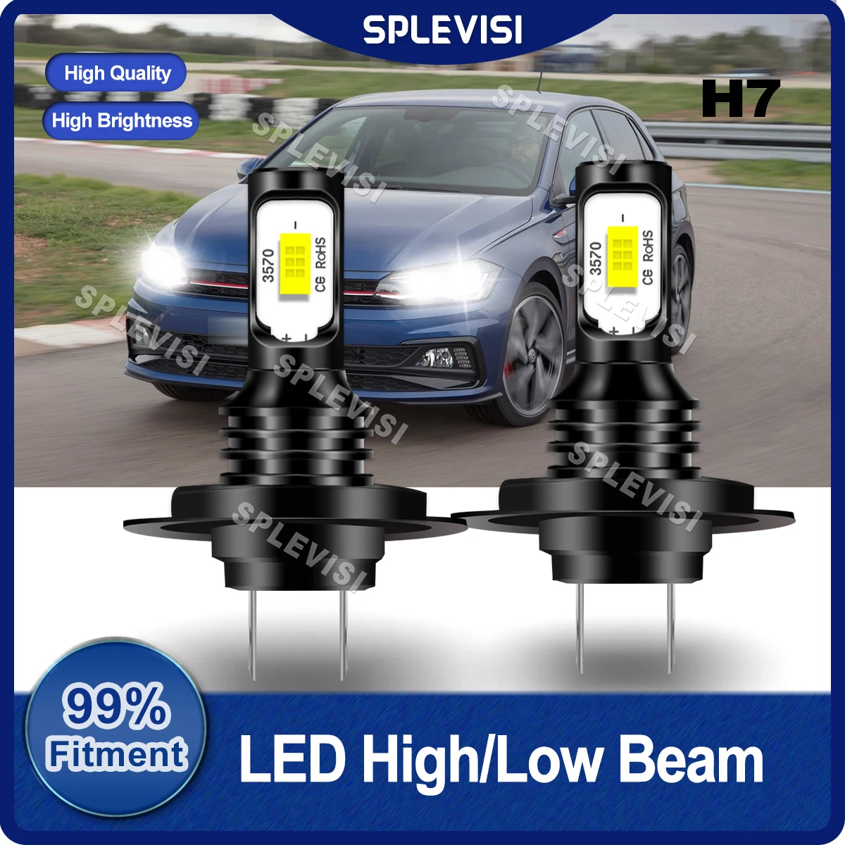 2x Jasny Biały 6000K H7 LED Reflektor świateł drogowych / mijania kompatybilny z VW Polo VI 2017-2022 2017 2018 2019 2020 2021 2022