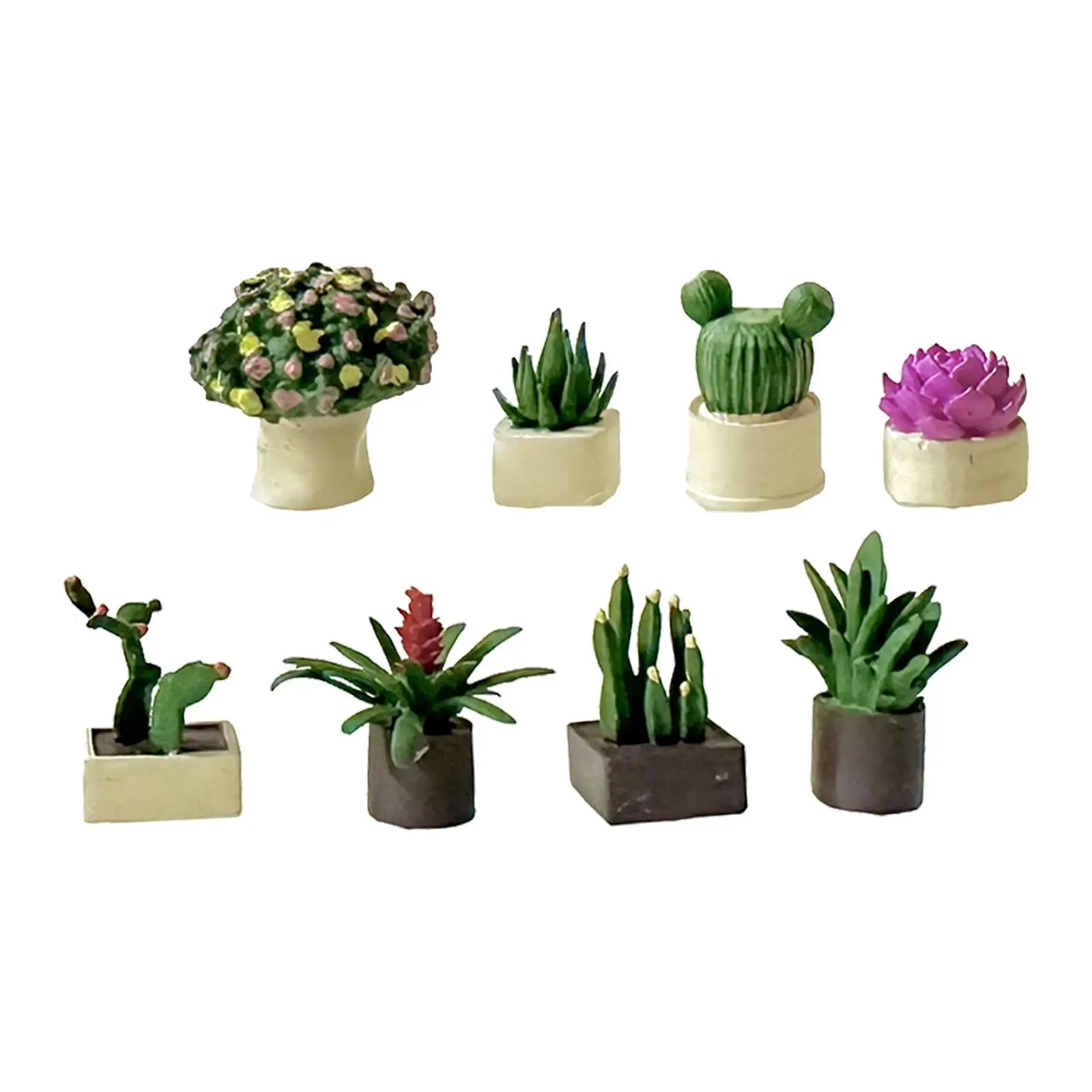 Modellino di Pianta in Vaso Miniatura, Bonsai in Resina Multicolore per Miniature di Case delle Bambole e Decorazione da Scrivania