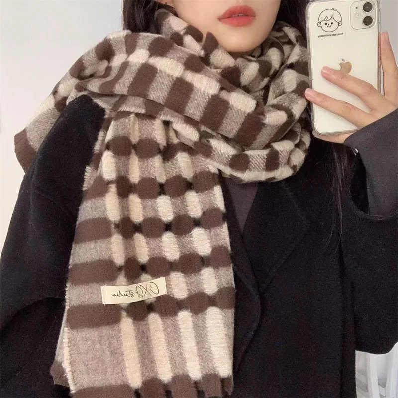 

New Imitation Cashmere Fashion Women Scarf Winter Chic Plaid Hollow Warm Scarve Pashmina Mujer Foulard Bufanda Long Wrap Shawl