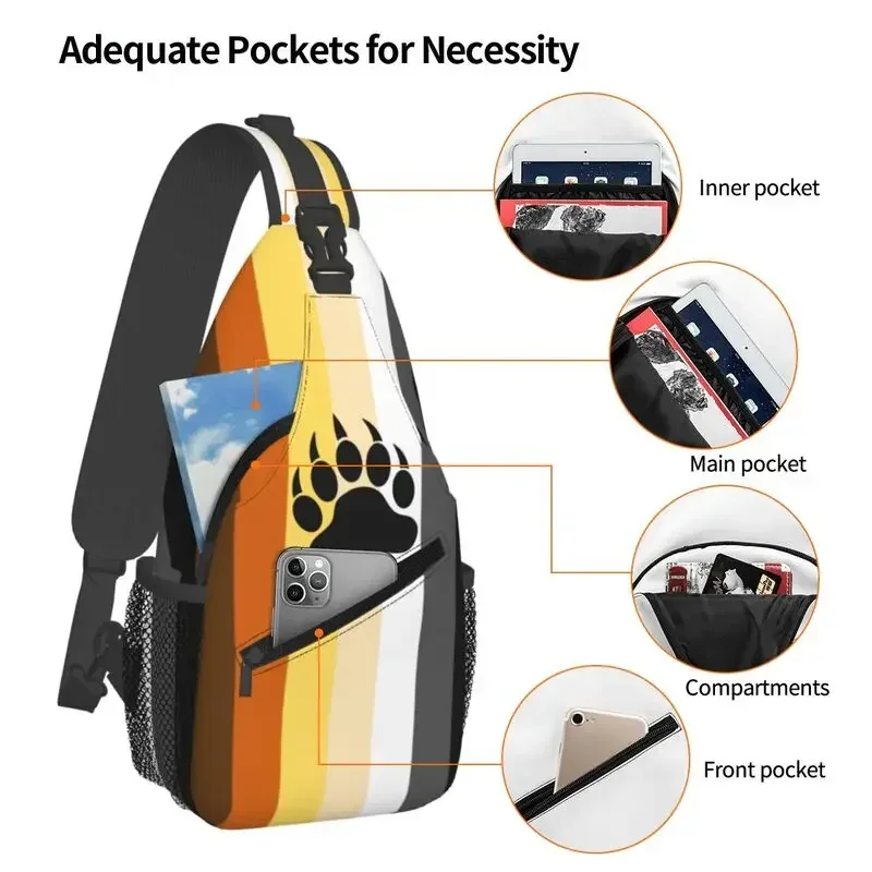 

Bear Paw Sling Bag Men Fashion Shoulder Crossbody Chest Backpack Traveling Daypack