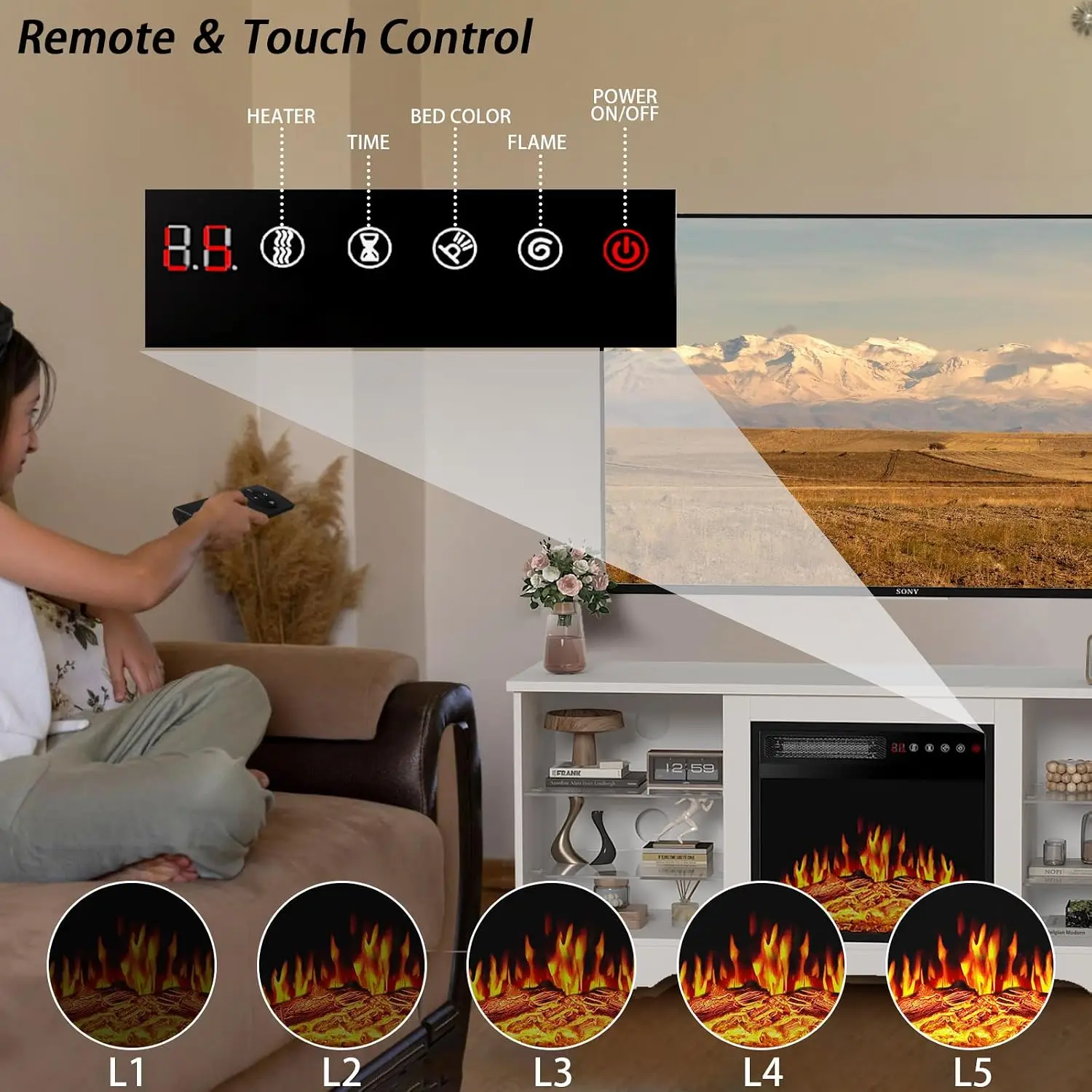 Fireplace TV Stand with 18