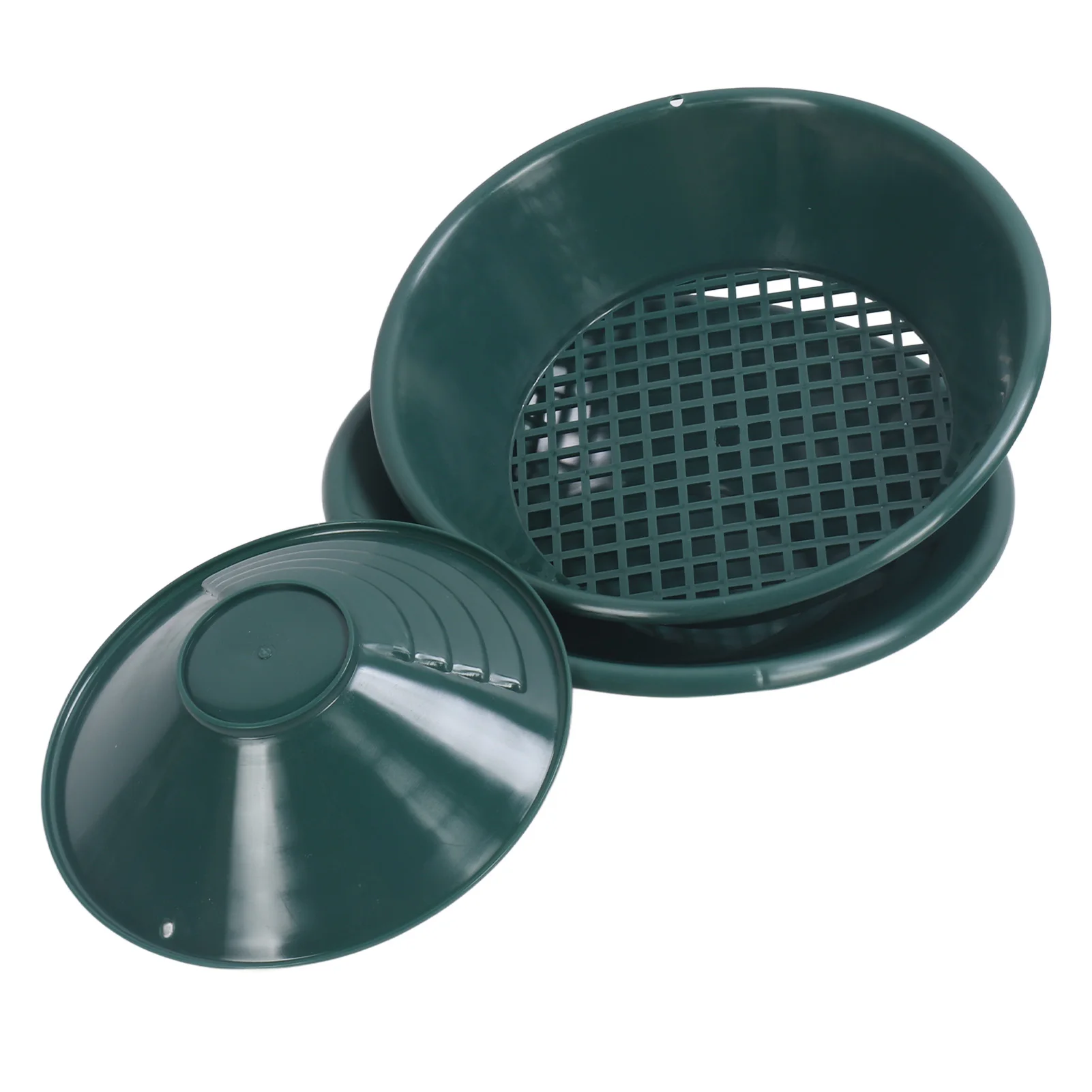 3PCS Gold Panning Pan ABS Plastic Gold Washing Pan Kit Hand Operated Round Gold Dredging Prospecting Tools