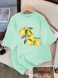 Creative Lemon Pattern T-Shirts Female Casual Soft Tops Fashion Cool Tee Clothing Cotton Street Summer Short Sleeve For Women