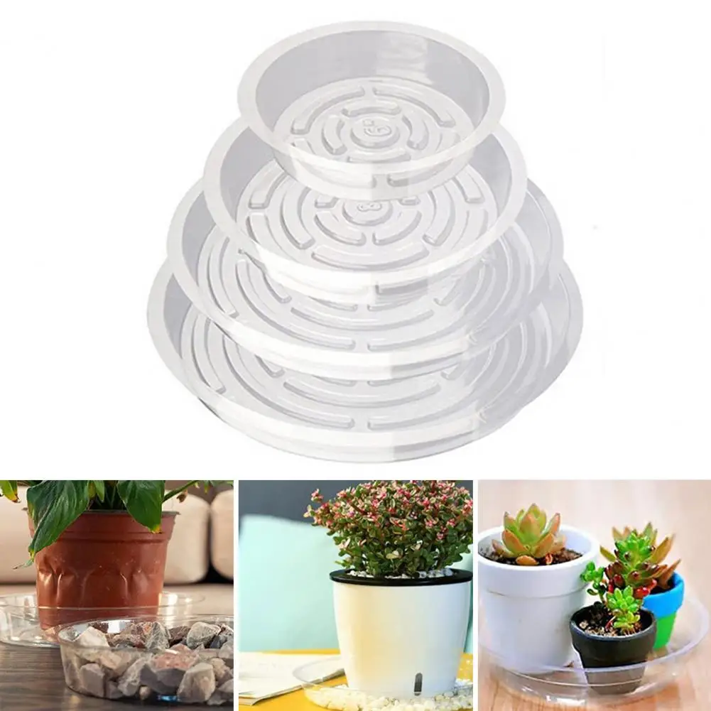 Flower Pot Saucer Set of 10 Plastic Plant Saucers Round Drip Trays for Indoor Pots Transparent Plate Dish for Planter Protection