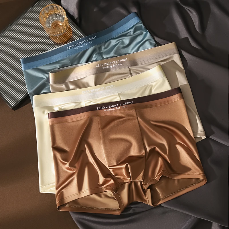 

Men's Boxer Shorts Ice Silk Underwear Plus Size Underpants Breathable Sexy Slim Panties Top Quality Lingerie Wholesale