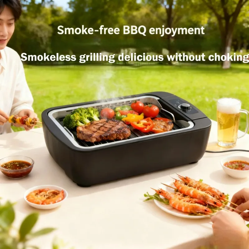 

Бездымный гриль-барбекю мощностью 1100 Вт, быстрый нагрев, регулируемый 446 ℉ Крытый гриль с равномерной температурой нагрева Неслойная решетка из магниевого сплава