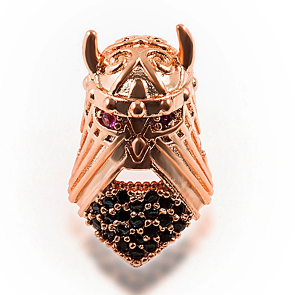 12PCS Face Knight Helmet Space Beads for Making Jewelry Bracelet Brass Micro Pave Crystal Geometry  CZ Rhinestone Accessories